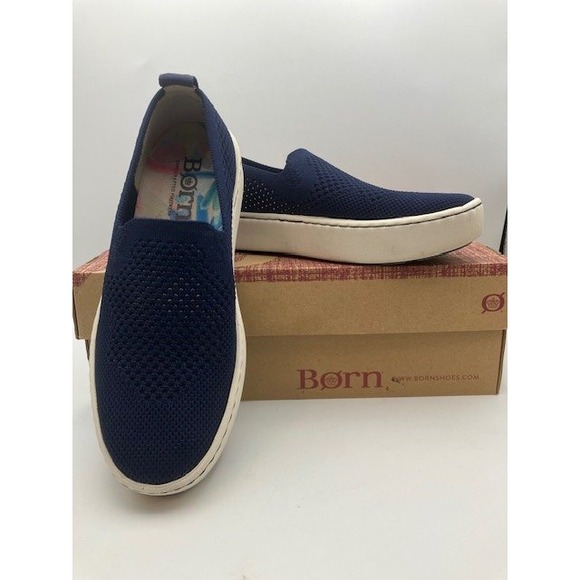 Soltice Navy Blue Knit Slip On By Born Casual Comfort Shoes Sneakers Women Sz 6 - Picture 1 of 6